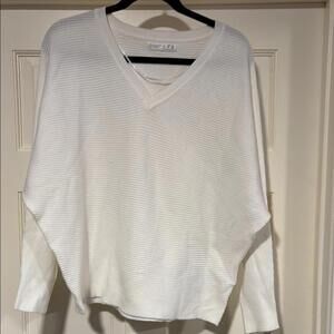 Women's Primark V-Neck Ribbed White Sweater Womens Large